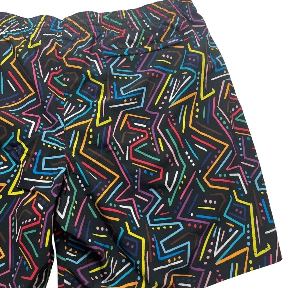 Chubbies Mens Swim Trunks XS Black Neon Geometric Scribble Mesh Liner 4